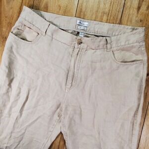 Peter Millar Pants 100% Linen Mens Khaki 38x32 Seaside Collection 5 Pocket Golf